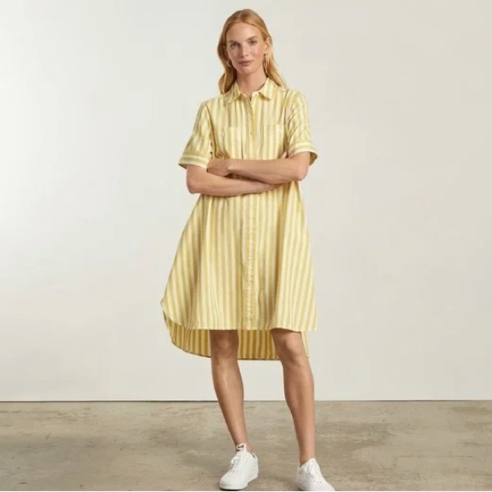 Everlane Daytripper yellow Striped Short Sleeve Shirtdress Size M